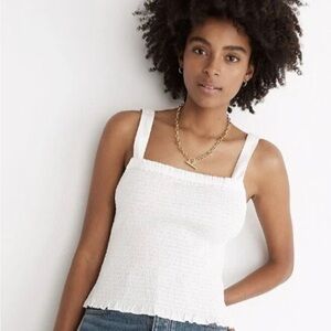 Madewell White Textured Crop Top - preowned- Sz Medium